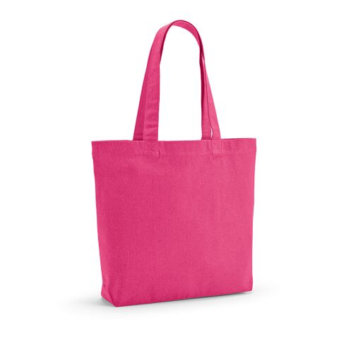 Werbeartikel Kilimanjaro Einkaufstasche recy.Baumwolle (180 g/m²). Mit Bodenfalte – Fuchsia – mit Logo bedruckt