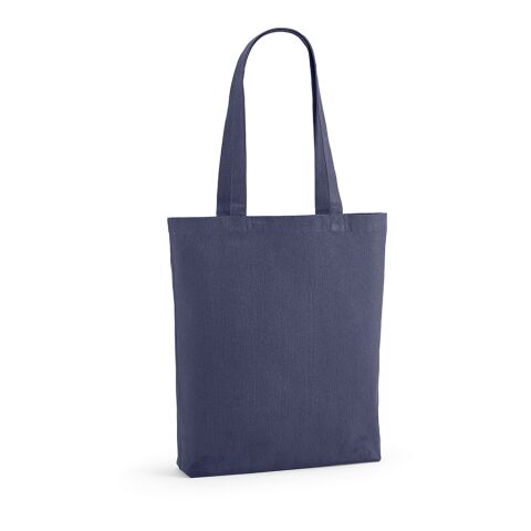Werbeartikel Elbrus Einkaufstasche recy.Baumwolle (220 g/m²). Mit Henkeln und Bodenfalte – Marineblau – mit Logo bedruckt