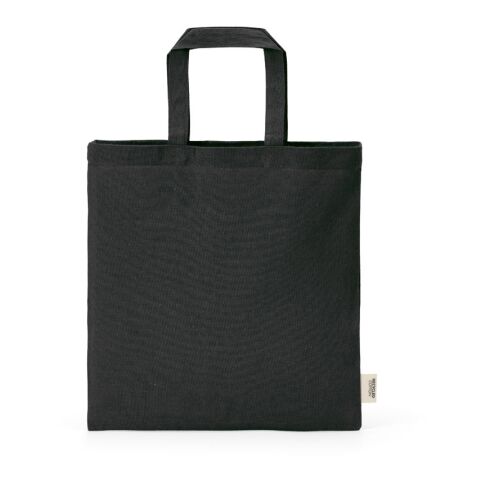Aneto Einkaufstasche aus recy. Baumwolle, 140g/m², 30cm Henkel Schwarz
