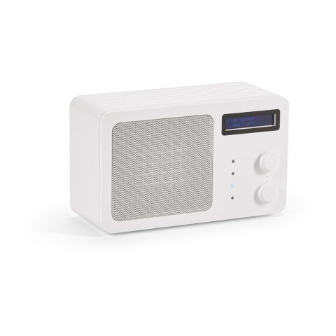 Werbeartikel Soundview Lautsprecher rABS 3600 mAh. 10 Std Spielzeit. Mit LCD-Display – Weiss – mit Logo bedruckt