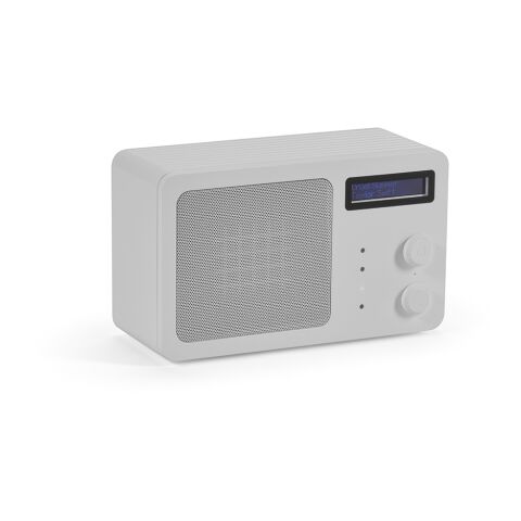 Werbeartikel Soundview Lautsprecher rABS 3600 mAh. 10 Std Spielzeit. Mit LCD-Display – Silber – mit Logo bedruckt