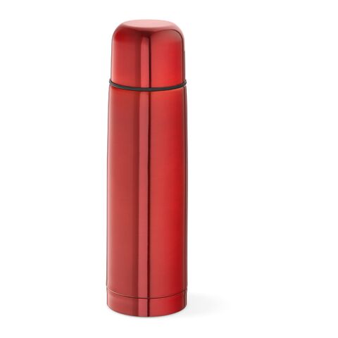 Werbeartikel Danube 500 ml Thermoskanne recycelter Edelstahl doppelwandig bis 20h heiss/55h kalt inkl. Becher – Rot – mit Logo bedruckt