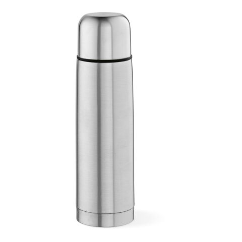 Werbeartikel Danube 500 ml Thermoskanne recycelter Edelstahl doppelwandig bis 20h heiss/55h kalt inkl. Becher – Silber – mit Logo bedruckt