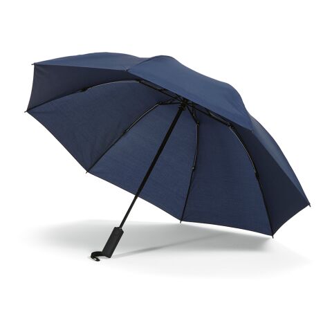 Werbeartikel Presley 23" Taschenschirm aus rPET. Mit umgekehrtem Schliessmechanismus – Marineblau – mit Logo bedruckt