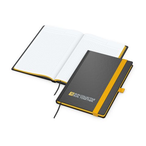 Notizbuch Hardcover Color-Book Ausstattung farbig Gelb | DIN A5 | ohne Werbeanbringung | Winkelkaro | Siebdruck-Digital inkl.