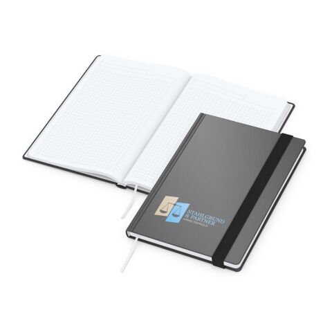 Notizbuch Hardcover Smart-Book Gummiband breit Anthrazit | DIN A5 | ohne Werbeanbringung | Siebdruck-Digital inkl.