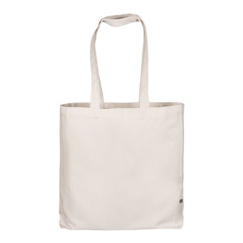 Canvas-Tasche mit Bodenfalte 38x42 lange Henkel beige | ohne Werbeanbringung | ohne Werbeanbringung