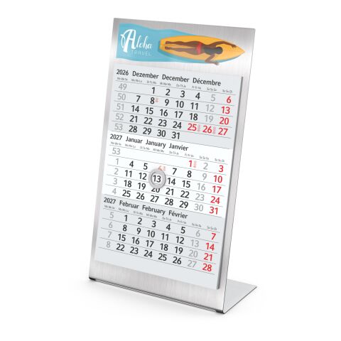 Tischkalender Desktop 3 Steel Edelstahl-Aufsteller gebürstet