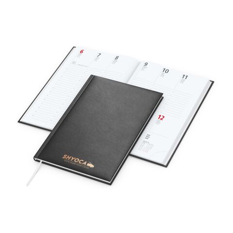 Wochenkalender Prestige A5 Kunstleder-Hardcover robust Schwarz | DIN A5 | ohne Werbeanbringung | Kupferprägung inkl.