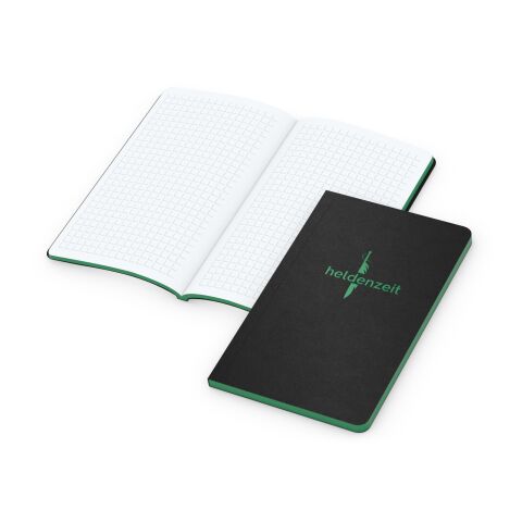 Notizbuch Tablet-Book Farbschnitt Naturkarton-Softcover schwarz Schwarz | 94 × 152 mm | ohne Werbeanbringung | grün/grün | 94 × 152 mm / Winkelkaro