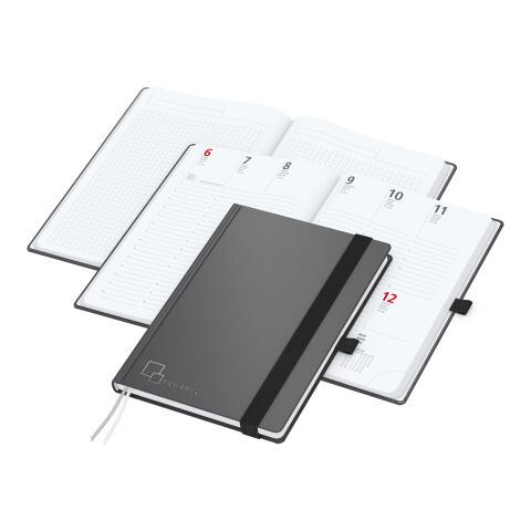 Wochenkalender vorne + Notizen hinten Vision-Hybrid Kunstleder-Hardcover A5 Anthrazit | DIN A5 | Silberprägung | Silberprägung inkl.
