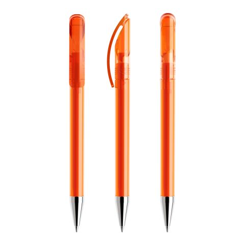 Werbeartikel Prodir DS3 Drehkugelschreiber transparent – orange – mit Logo bedruckt