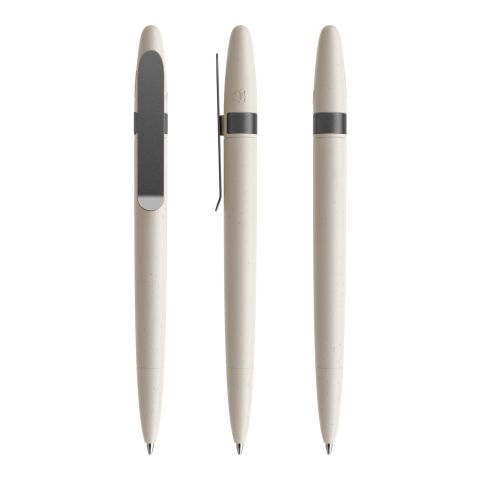 Nachhaltiger Werbeartikel Prodir DS5 Drehkugelschreiber Shell mit Metallclip – beige-anthrazit – mit Logo bedruckt