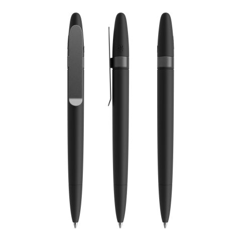 Werbeartikel Prodir DS5 Drehkugelschreiber Soft Touch mit Metallclip – schwarz-anthrazit – mit Logo bedruckt