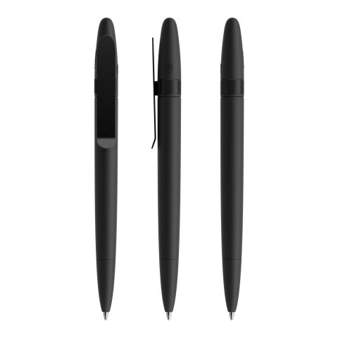 Werbeartikel Prodir DS5 Drehkugelschreiber Soft Touch mit Metallclip – schwarz-schwarz – mit Logo bedruckt