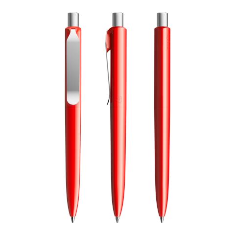 Werbeartikel Prodir DS8 Druckkugelschreiber poliert mit Metallclip – rot-silber – mit Logo bedruckt