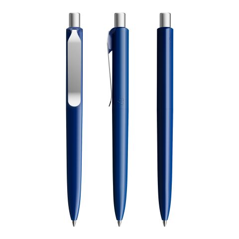 Werbeartikel Prodir DS8 Druckkugelschreiber poliert mit Metallclip – marineblau-silber – mit Logo bedruckt