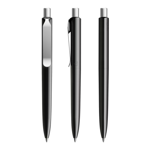 Werbeartikel Prodir DS8 Druckkugelschreiber poliert mit Metallclip – schwarz-silber – mit Logo bedruckt