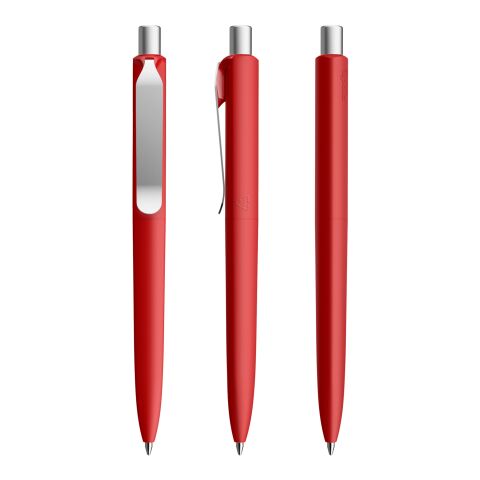 Werbeartikel Prodir DS8 Druckkugelschreiber Soft Touch mit Metallclip – dunkelrot-silber – mit Logo bedruckt