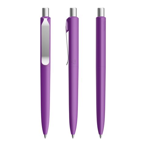 Werbeartikel Prodir DS8 Druckkugelschreiber Soft Touch mit Metallclip – violett-silber – mit Logo bedruckt