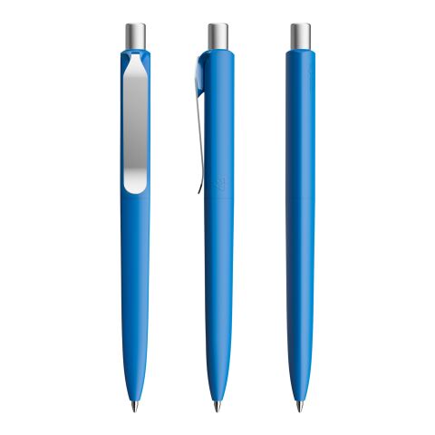 Werbeartikel Prodir DS8 Druckkugelschreiber Soft Touch mit Metallclip – blau-silber – mit Logo bedruckt