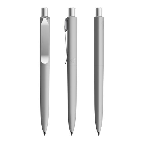 Werbeartikel Prodir DS8 Druckkugelschreiber Soft Touch mit Metallclip – grau-silber – mit Logo bedruckt