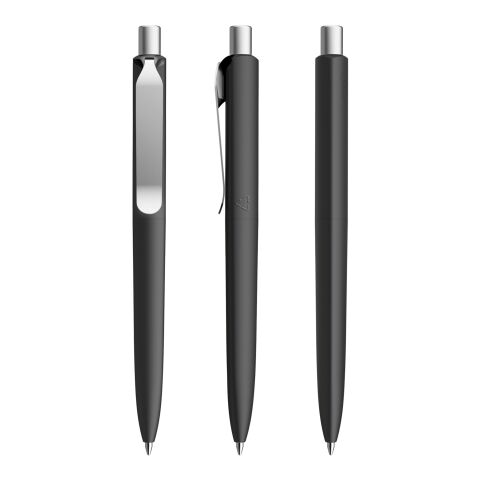 Werbeartikel Prodir DS8 Druckkugelschreiber Soft Touch mit Metallclip – schwarz-silber – mit Logo bedruckt
