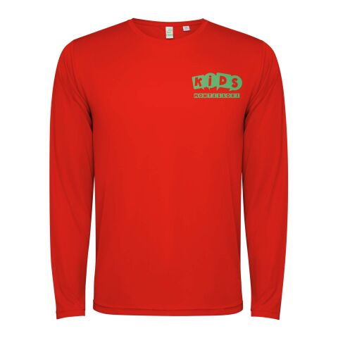 48h Express-Druck Werbeartikel Estoril Langarm-Shirt für Kinder – rot – 8 – mit Logo bedruckt