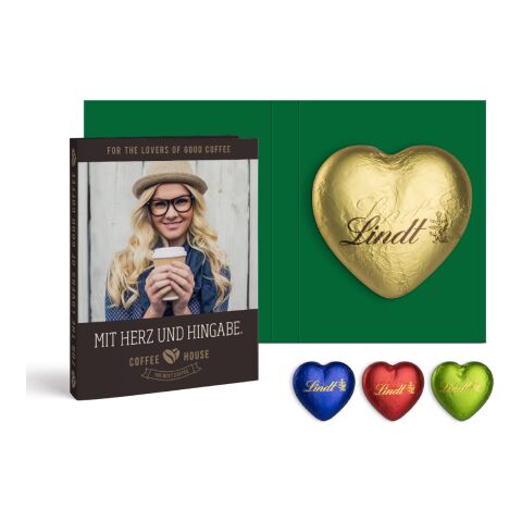 Werbekarte mit Lindt Schokoladen Herz 20 g