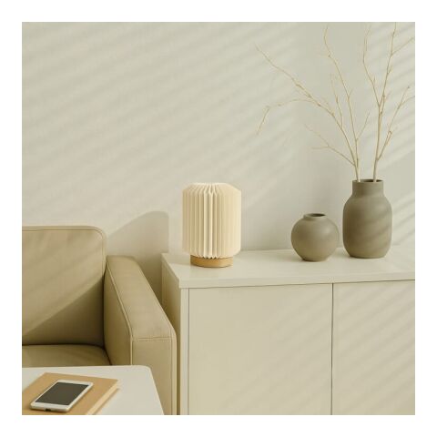 Coollux faltbare Papier LED-Lampe Aurora auf Holzsockel, 22cm