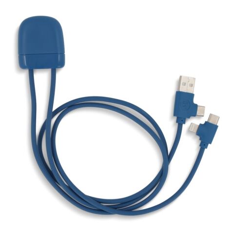 Werbeartikel Xoopar Ice-C GRS Charging cable – Blau weiss – mit Logo bedruckt