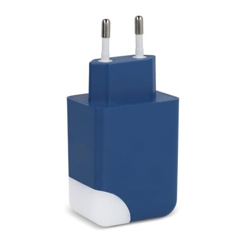 Werbeartikel Xoopar Ice-G 65W GaN Netzadapter – blau weiss – mit Logo bedruckt