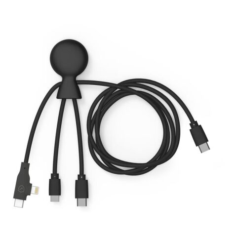 Werbeartikel Xoopar Mr. Bio Long Multi-Kabel USB-C 1 Meter – Schwarz – mit Logo bedruckt