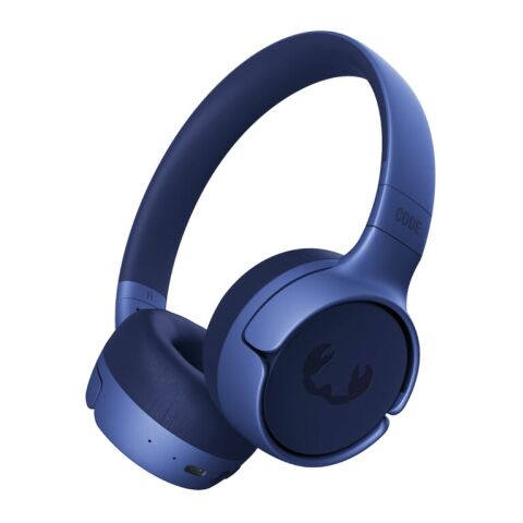 Werbeartikel 3HP1100 Code Fuse-Wireless on-ear headphone – Blau Weiss – mit Logo bedruckt