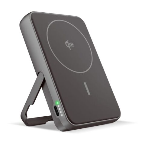 Werbeartikel Fresh 'n Rebel Kabellose Powerbank 10000 mAh kompatibel mit MagSafe – Dunkelgrau – mit Logo bedruckt