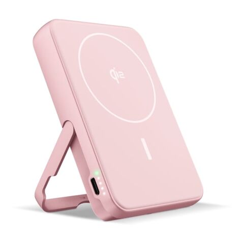 Werbeartikel Fresh 'n Rebel Kabellose Powerbank 10000 mAh kompatibel mit MagSafe – Rosa – mit Logo bedruckt