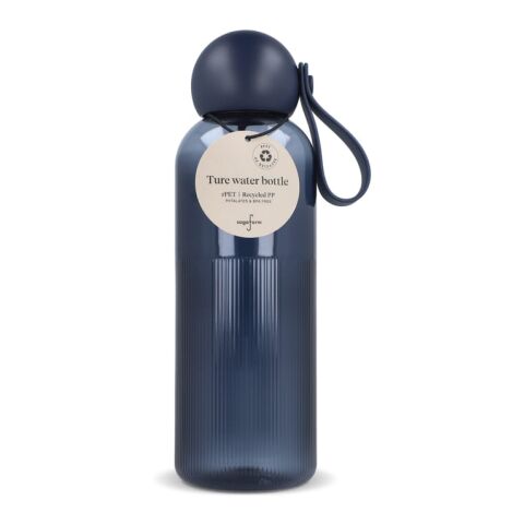 Werbeartikel Sagaform Ture 600 ml Wasserflasche recycelt BPA-frei skandinavisches Design mit vertikalen Streifen – Dunkelblau-Dunkelblau – mit Logo