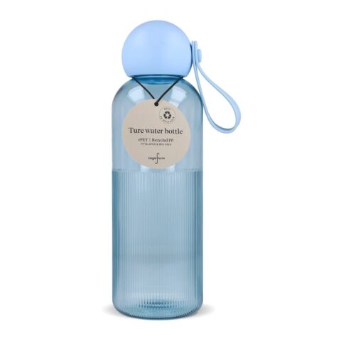 Werbeartikel Sagaform Ture 600 ml Wasserflasche recycelt BPA-frei skandinavisches Design mit vertikalen Streifen – Hellblau-Hellblau – mit Logo