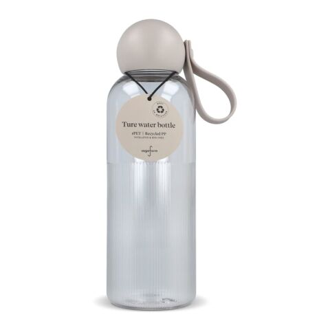 Werbeartikel Sagaform Ture 600 ml Wasserflasche recycelt BPA-frei skandinavisches Design mit vertikalen Streifen – Taupe-Taupe – mit Logo bedruckt