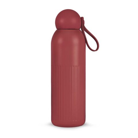 Nachhaltiger Werbeartikel Sagaform Tekla 500 ml Isolierflasche aus recyceltem Edelstahl kupferbeschichtet spülmaschinenfest – Dunkelrot – mit Logo