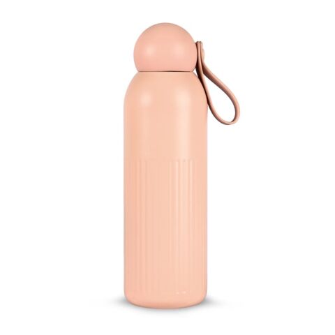 Nachhaltiger Werbeartikel Sagaform Tekla 500 ml Isolierflasche aus recyceltem Edelstahl kupferbeschichtet spülmaschinenfest – Pastellrosa – mit Logo