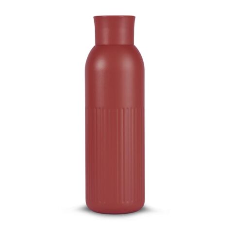 Nachhaltiger Werbeartikel Sagaform Tekla Push Stahlisolierflasche mit Druckverschluss (recycelt) 500 ml – Dunkelrot – mit Logo bedruckt