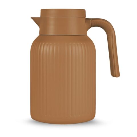 Werbeartikel Thermokaraffe 1,5 l Sagaform Trine recycelter Edelstahl vakuumisoliert 12h warm 24h kalt BPA-frei – Braun – mit Logo bedruckt