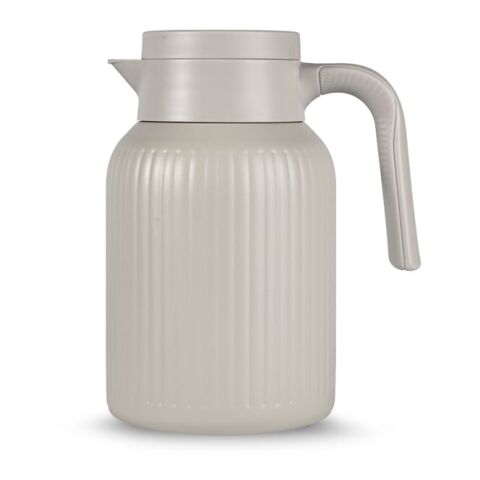 Werbeartikel Thermokaraffe 1,5 l Sagaform Trine recycelter Edelstahl vakuumisoliert 12h warm 24h kalt BPA-frei – Beige – mit Logo bedruckt