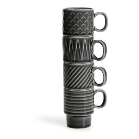 Werbeartikel Sagaform Kaffee & Mehr Espressotasse 4-tlg. 100 ml – Dunkelgrau – mit Logo bedruckt