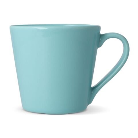 Werbeartikel 200 ml Sagaform Brazil Kaffeebecher aus robustem Steingut, stapelbare Werbetasse mit Abflusskanälen – Pastellblau – mit Logo bedruckt