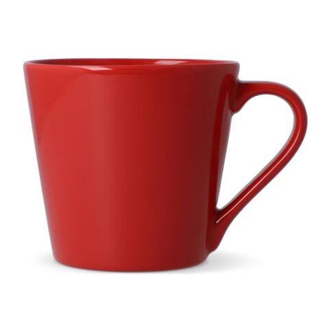 Werbeartikel 200 ml Sagaform Brazil Kaffeebecher aus robustem Steingut, stapelbare Werbetasse mit Abflusskanälen – Rot Weiss – mit Logo bedruckt