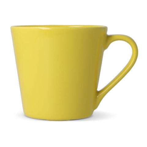 Werbeartikel 200 ml Sagaform Brazil Kaffeebecher aus robustem Steingut, stapelbare Werbetasse mit Abflusskanälen – Gelb – mit Logo bedruckt