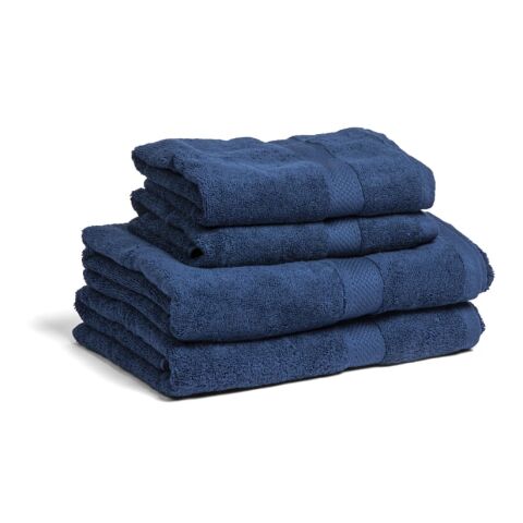 Werbeartikel Lord Nelson Fairtrade Handtuch 70x130cm 3er Set – Dunkelblau – mit Logo bedruckt