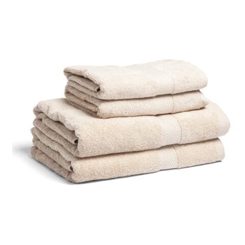 Werbeartikel Lord Nelson Fairtrade Handtuch 70x130cm 3er Set – Beige – mit Logo bedruckt